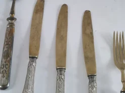 Pamono Antique French Silvered Brass Cutlery, 1700s, Set of 10> Cutlery & Serving Utensils
