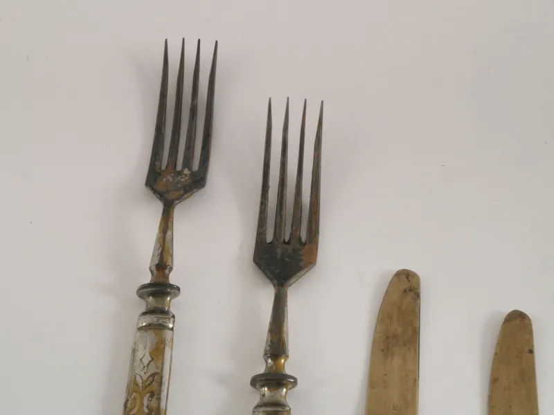 Pamono Antique French Silvered Brass Cutlery, 1700s, Set of 10> Cutlery & Serving Utensils