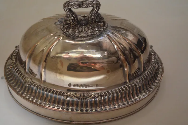 Pamono Antique French Silver-Plated Cloche> Serving Dishes