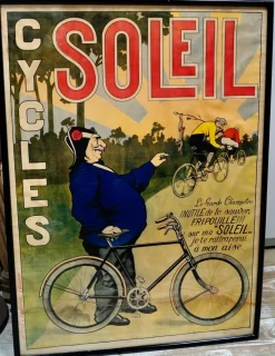 Pamono Antique French Soleil Cycles Advertising Poster