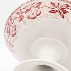 Clearance Pamono Antique French Transferware Footed Plate Cerise from Badonviller, 1890s