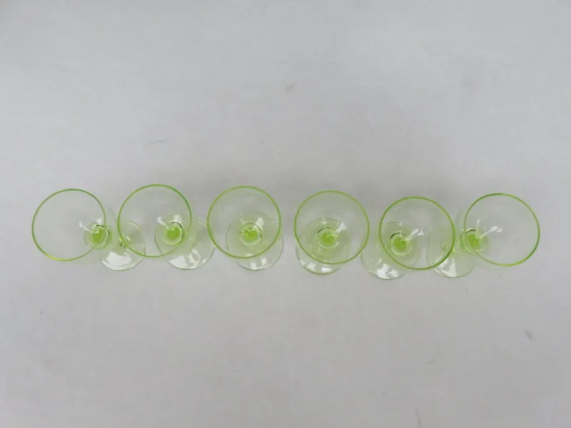 New Pamono Antique French Uranium Glasses Set, Set of 6