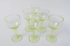 New Pamono Antique French Uranium Glasses Set, Set of 6