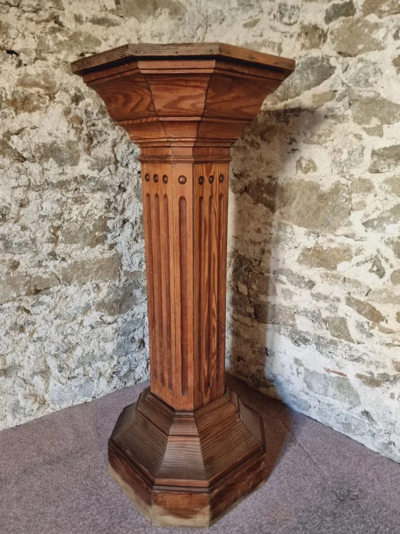Pamono Antique French Wooden Column Pedestal, 1900s> Pedestals And Columns