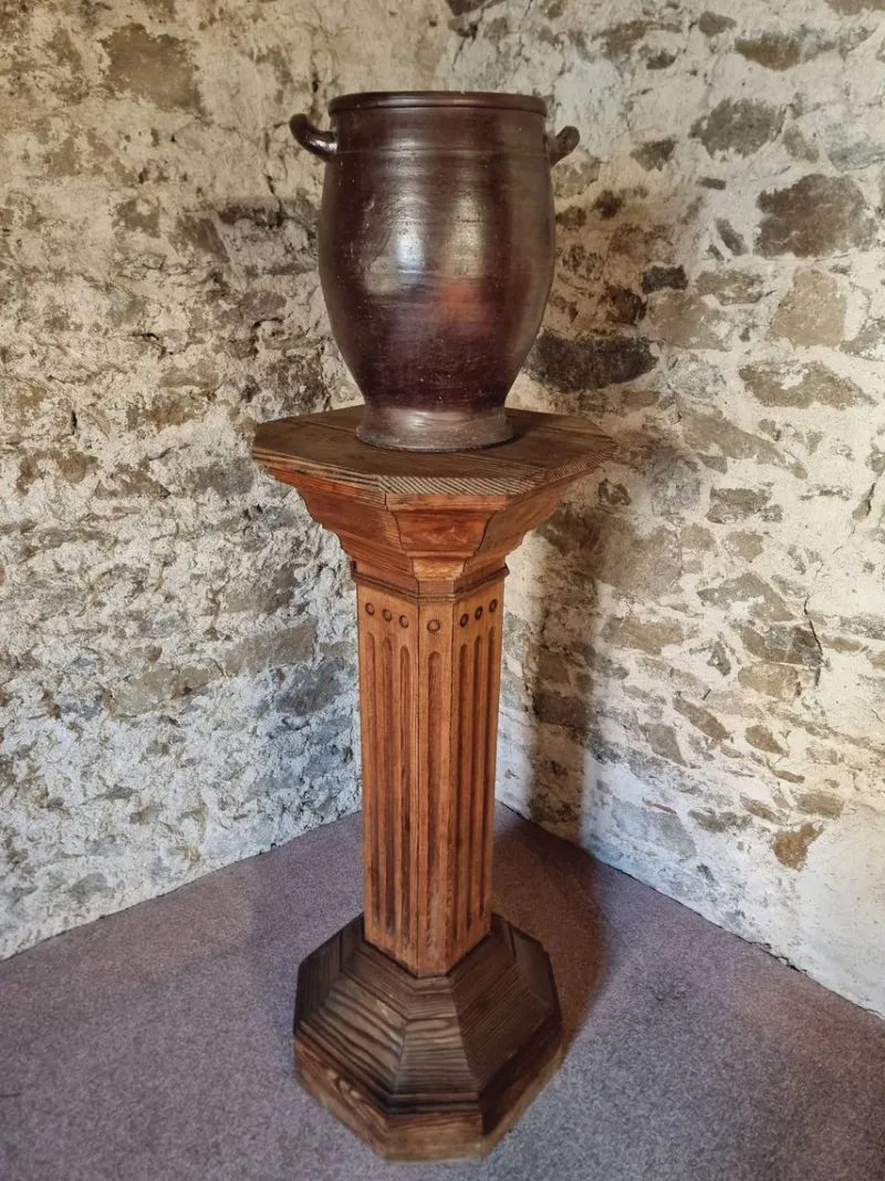 Pamono Antique French Wooden Column Pedestal, 1900s> Pedestals And Columns