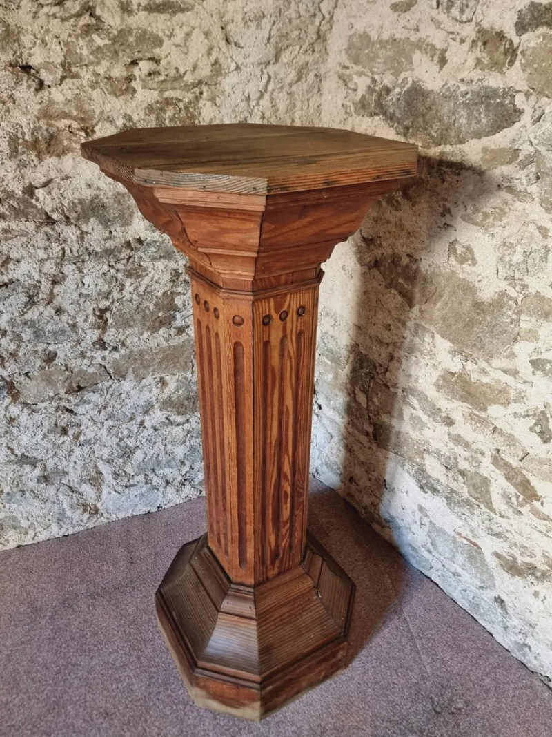 Pamono Antique French Wooden Column Pedestal, 1900s> Pedestals And Columns