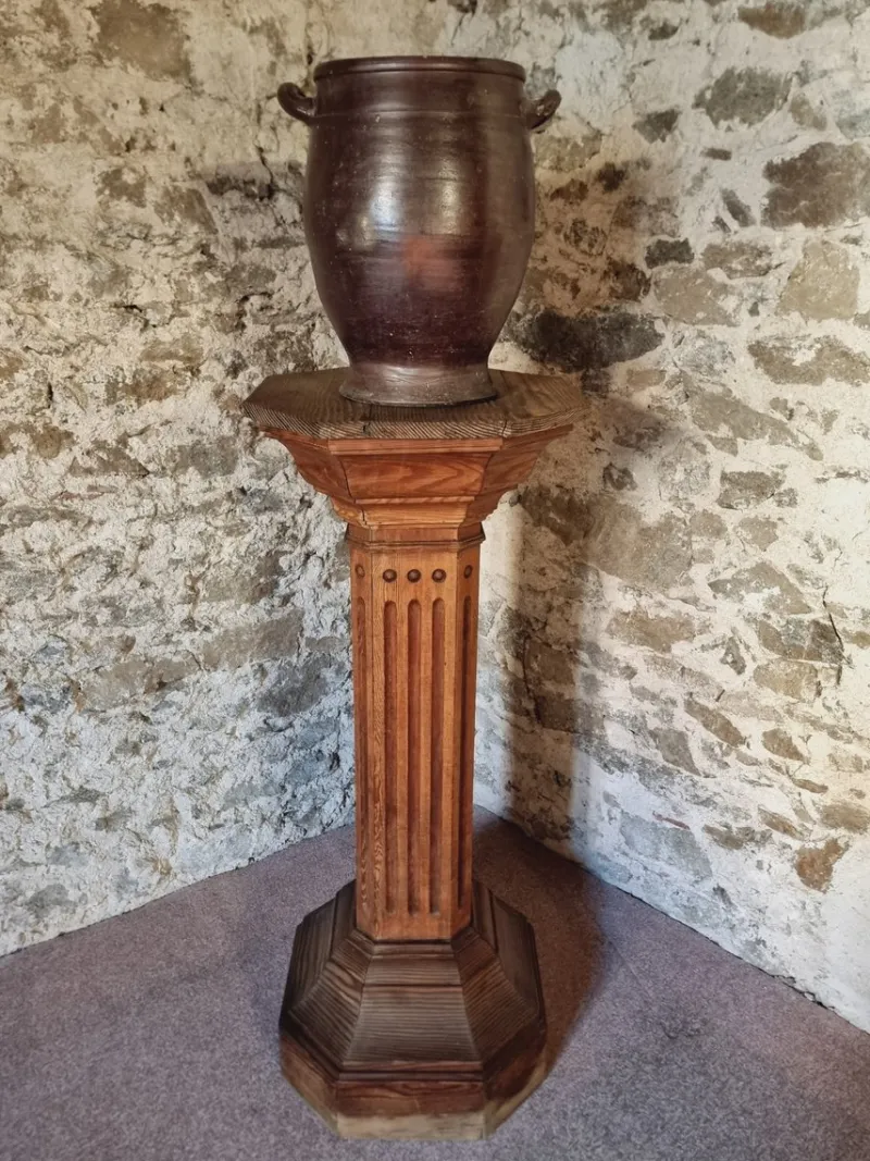 Pamono Antique French Wooden Column Pedestal, 1900s> Pedestals And Columns