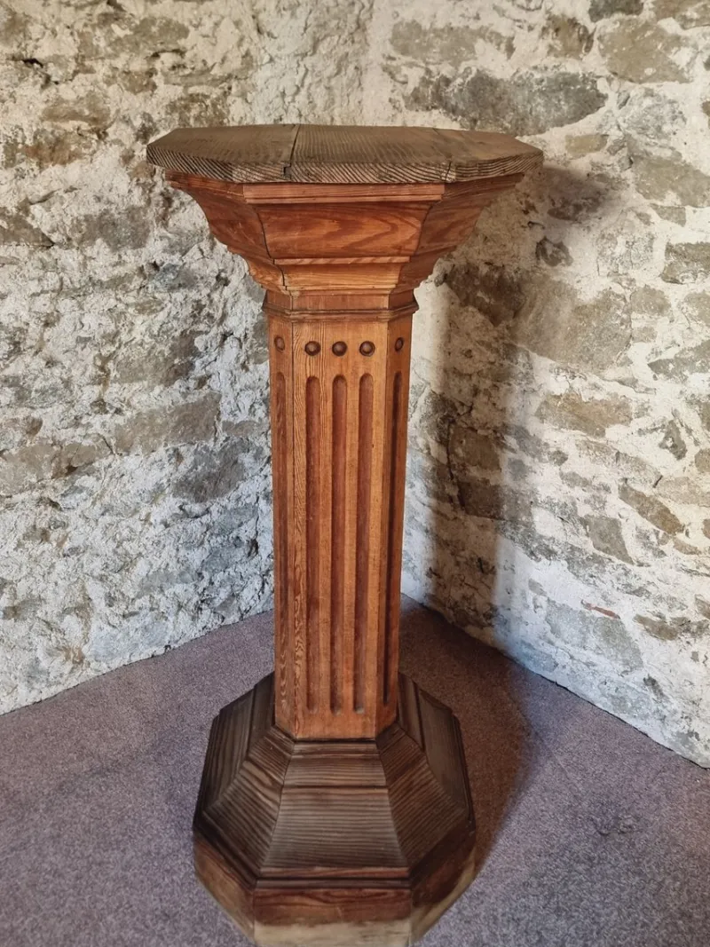 Pamono Antique French Wooden Column Pedestal, 1900s> Pedestals And Columns