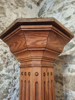 Pamono Antique French Wooden Column Pedestal, 1900s><noscript><img width=