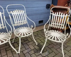 Pamono Antique French Wrought Iron Bistro Chairs, Set of 4><noscript><img width=