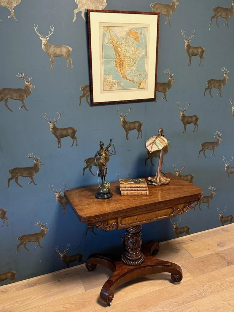 Outlet Pamono Antique Game Table in Mahogany
