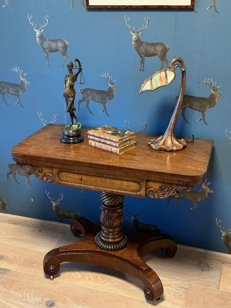 Outlet Pamono Antique Game Table in Mahogany