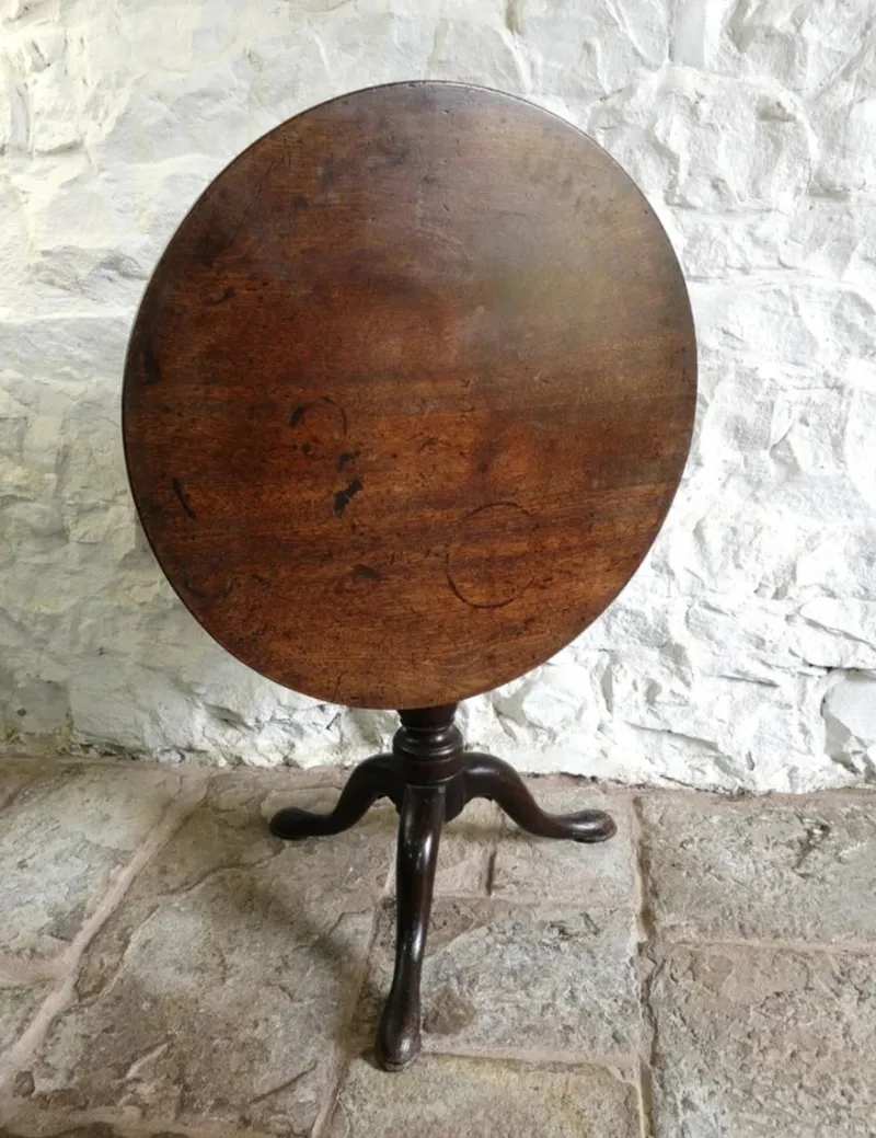 Pamono Antique George III Birdcage Tilt Top Wine Table in Red Walnut, 1760> Coffee & Side Tables