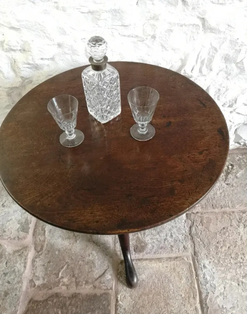 Pamono Antique George III Birdcage Tilt Top Wine Table in Red Walnut, 1760> Coffee & Side Tables