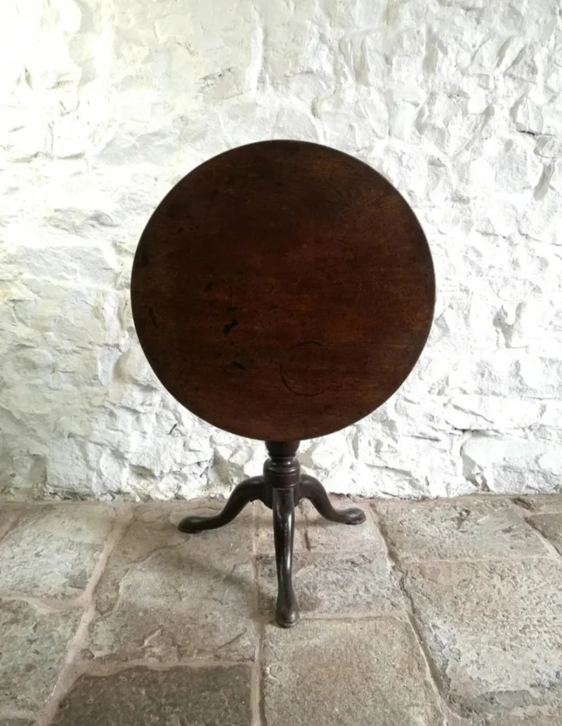 Pamono Antique George III Birdcage Tilt Top Wine Table in Red Walnut, 1760> Coffee & Side Tables