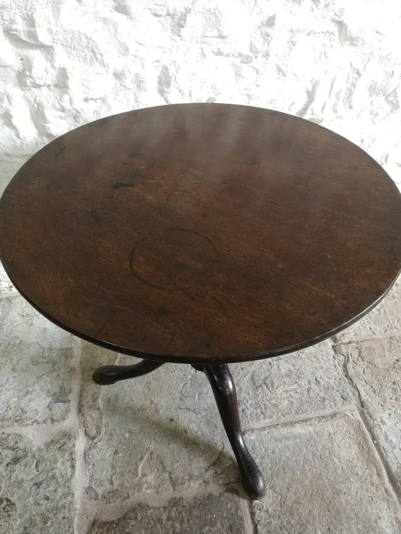 Pamono Antique George III Birdcage Tilt Top Wine Table in Red Walnut, 1760> Coffee & Side Tables