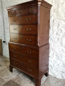 Pamono Antique George III Mahogany Tallboy, 1760><noscript><img width=