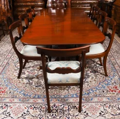 Best Pamono Antique George III Regency Dining Table with Chairs, 1820, Set of 11