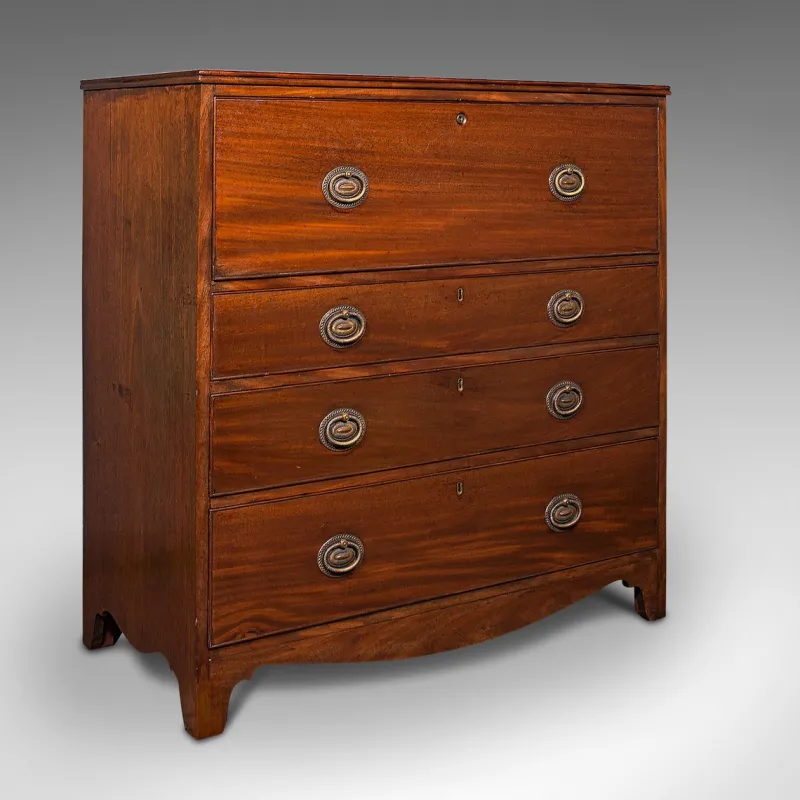 Pamono Antique Georgian English Secretaire Cabinet with Chest of Drawers & Desk> Secretaires