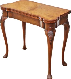 Pamono Antique Georgian Revival Burr Walnut Folding Card or Tea Table, 1920s> Game Tables
