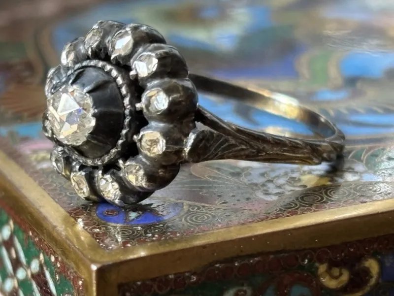 Online Pamono Antique Georgian Ring with Rose-Cut Diamonds, 1790