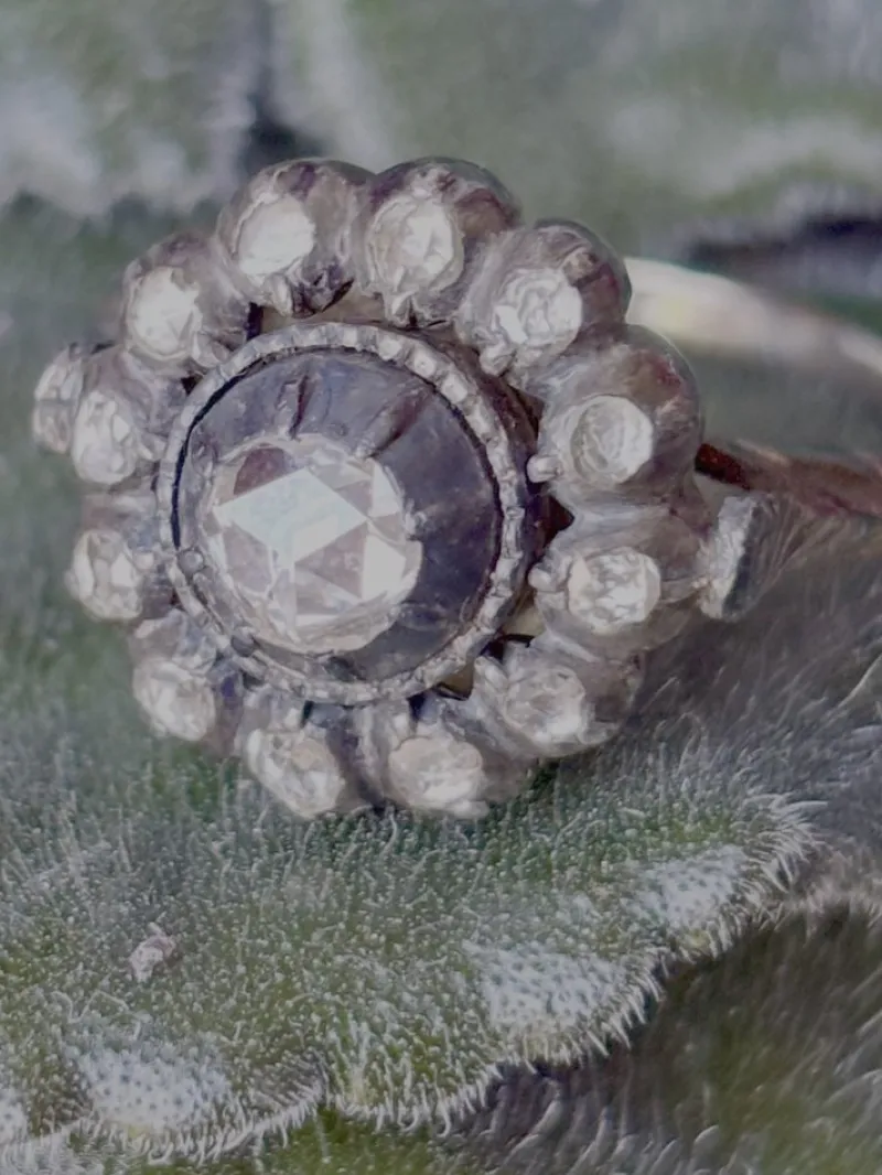 Online Pamono Antique Georgian Ring with Rose-Cut Diamonds, 1790