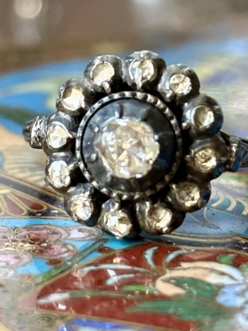 Online Pamono Antique Georgian Ring with Rose-Cut Diamonds, 1790