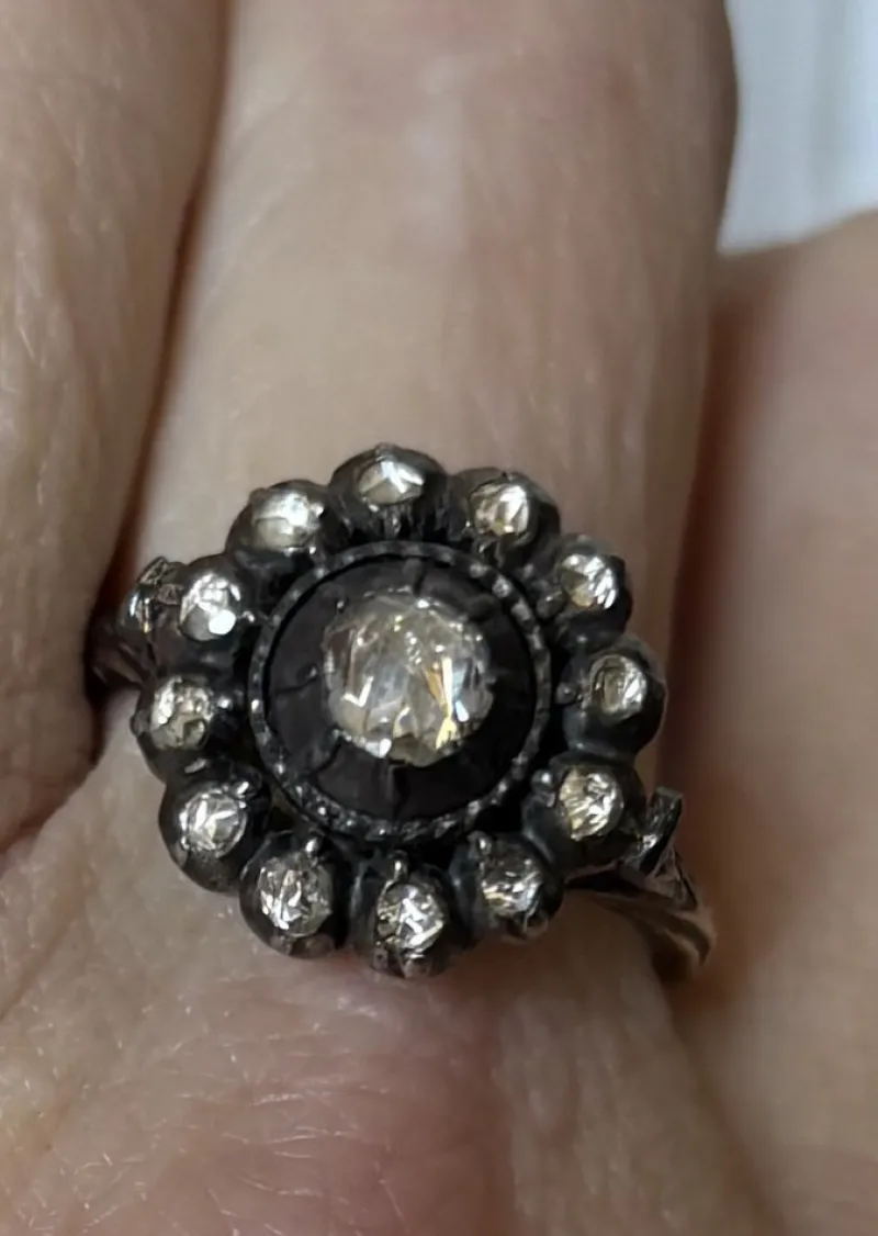 Online Pamono Antique Georgian Ring with Rose-Cut Diamonds, 1790