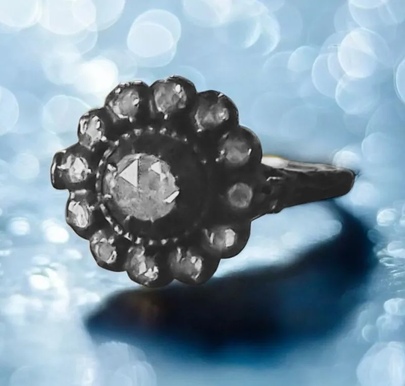 Online Pamono Antique Georgian Ring with Rose-Cut Diamonds, 1790
