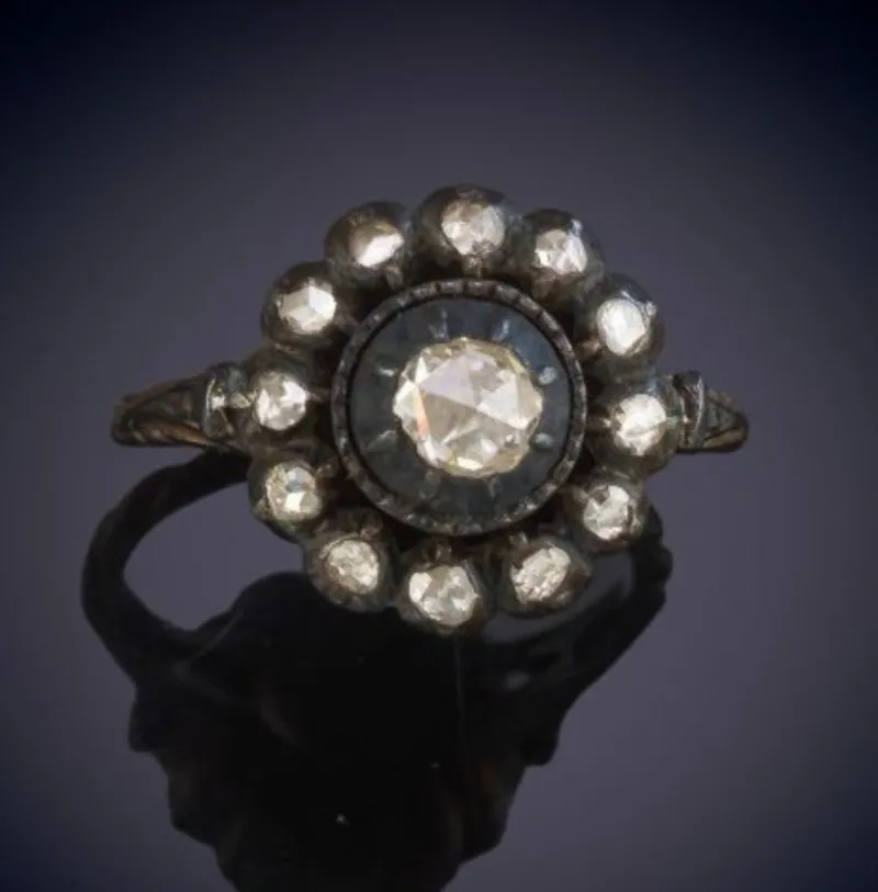 Online Pamono Antique Georgian Ring with Rose-Cut Diamonds, 1790