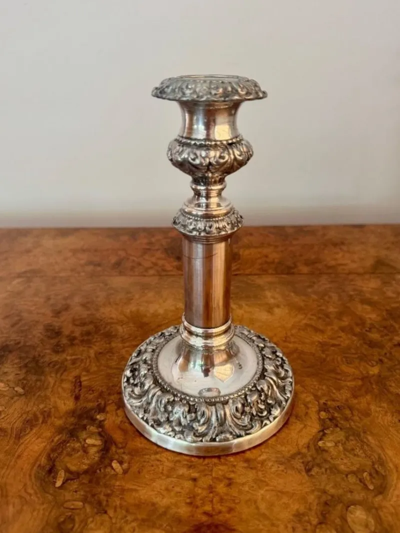 Pamono Antique Georgian Telescopic Candlesticks, 1800s, Set of 2> Candleholders