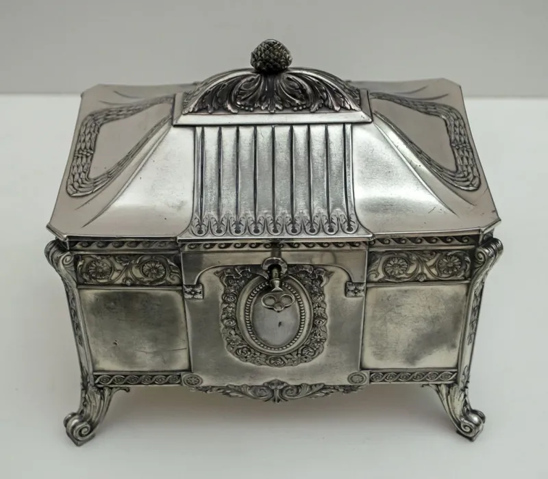 Pamono Antique German Art Nouveau Silver-Plated Jewelry Box from WMF> Trunks Crates & Baskets