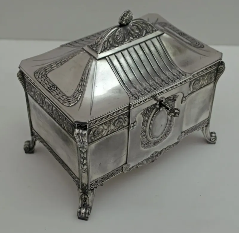 Pamono Antique German Art Nouveau Silver-Plated Jewelry Box from WMF> Trunks Crates & Baskets