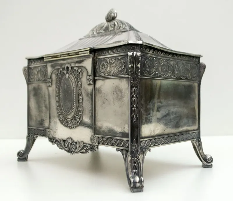 Pamono Antique German Art Nouveau Silver-Plated Jewelry Box from WMF> Trunks Crates & Baskets