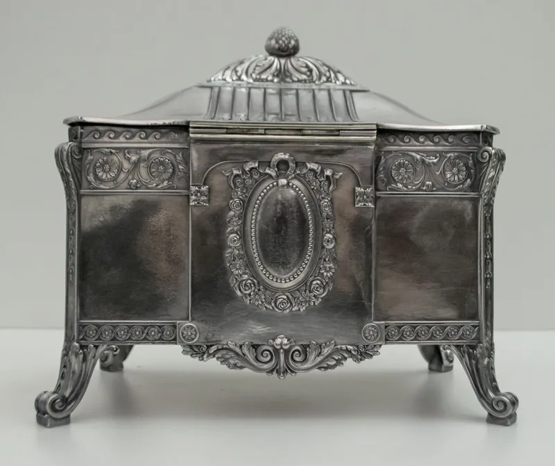 Pamono Antique German Art Nouveau Silver-Plated Jewelry Box from WMF> Trunks Crates & Baskets