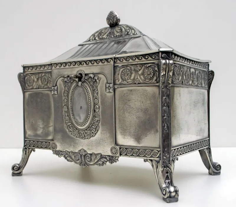 Pamono Antique German Art Nouveau Silver-Plated Jewelry Box from WMF> Trunks Crates & Baskets