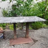 Pamono Antique German Art Nouveau Garden Table with Marble Plate, 1890s> Garden Tables