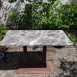 Pamono Antique German Art Nouveau Garden Table with Marble Plate, 1890s><noscript><img width=