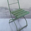 Pamono Antique German Collapsible Beer Garden Chair with Green-Painted Iron Frame, 1920s> Garden Seating