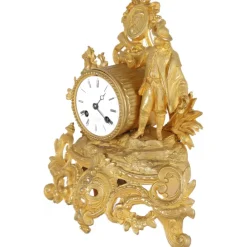 Pamono Antique German Gold-Plated Mantel Pendulum Clock, 1860s><noscript><img width=