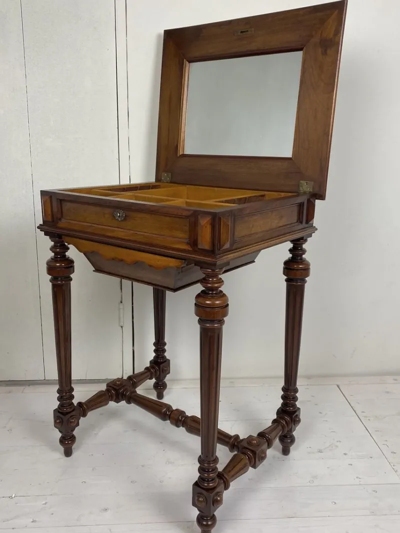 Pamono Antique German Walnut Sewing Table> Worktables & Workbenches