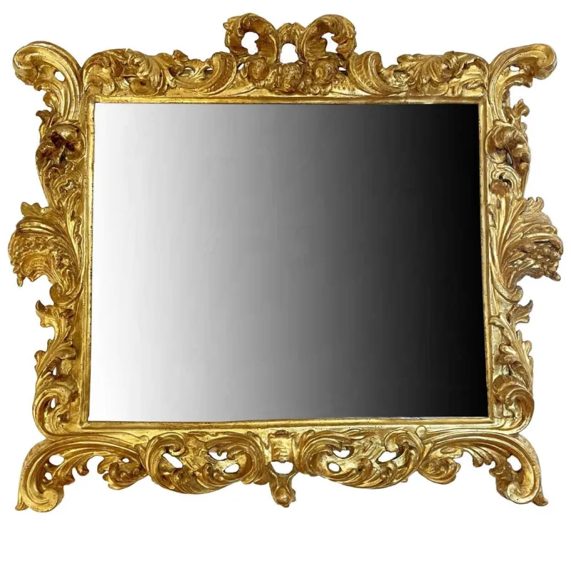 New Pamono Antique Gilded Frame Mirror, 1700s