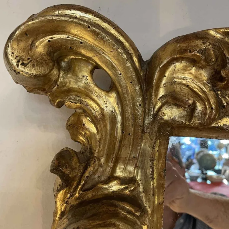 New Pamono Antique Gilded Frame Mirror, 1700s