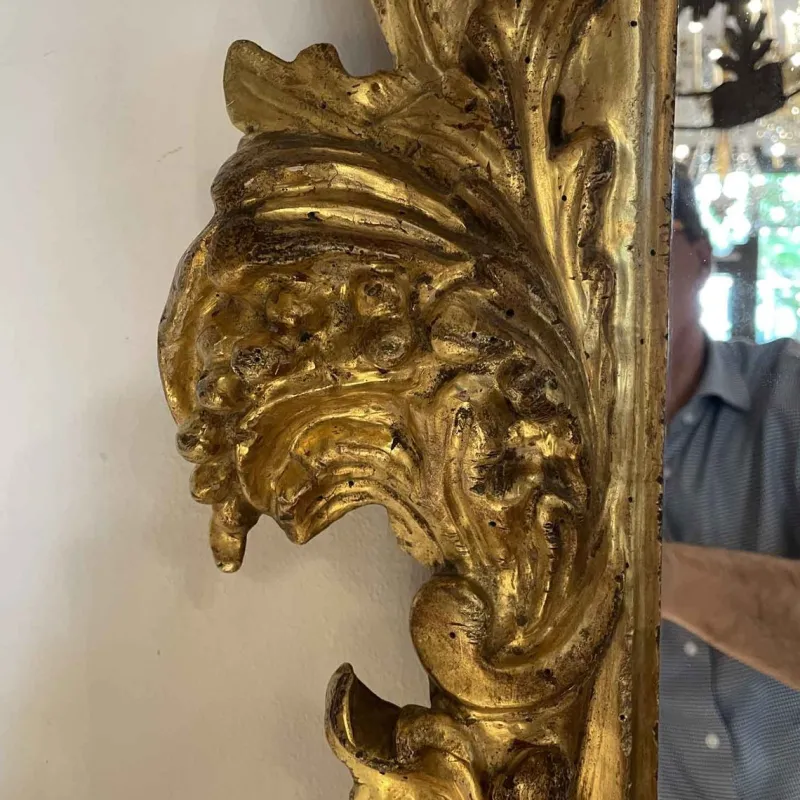 New Pamono Antique Gilded Frame Mirror, 1700s