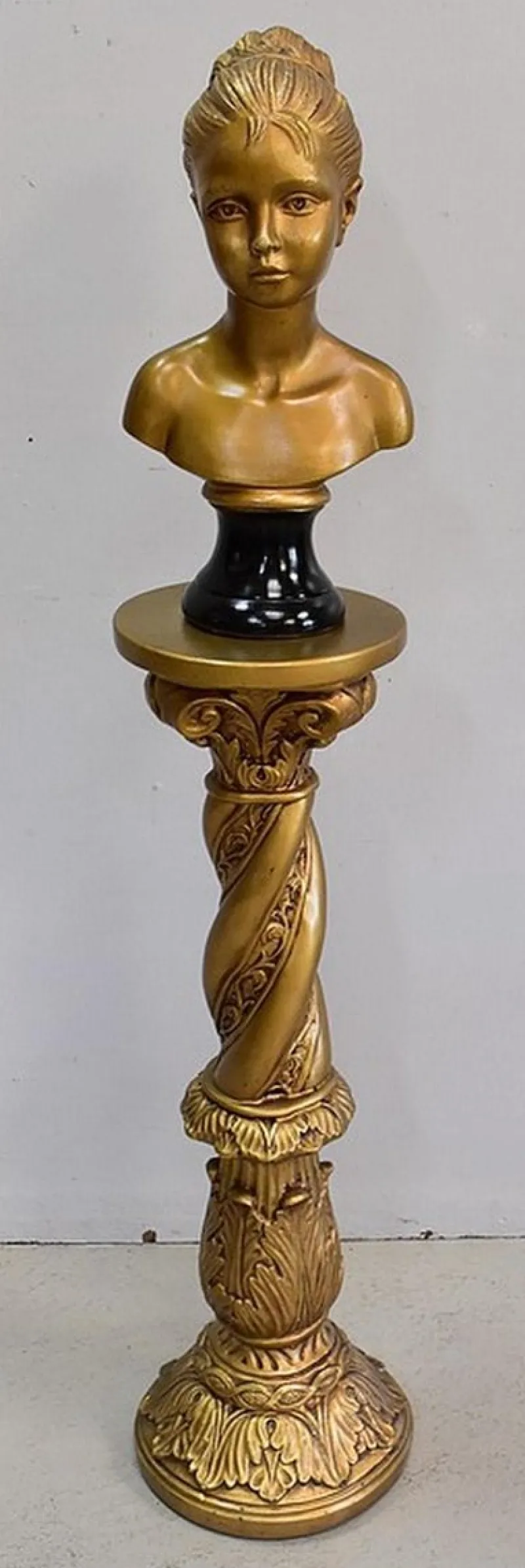 Clearance Pamono Antique Gilded Plaster Twisted Column and Bust of a Girl