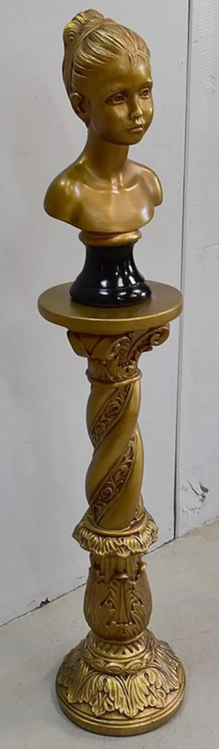 Clearance Pamono Antique Gilded Plaster Twisted Column and Bust of a Girl
