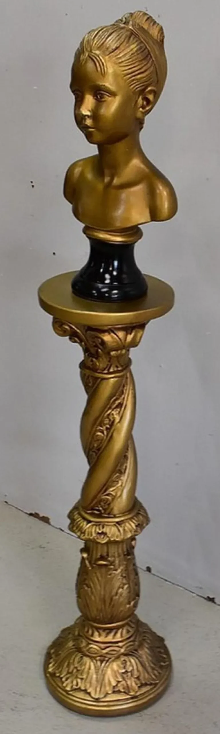 Clearance Pamono Antique Gilded Plaster Twisted Column and Bust of a Girl