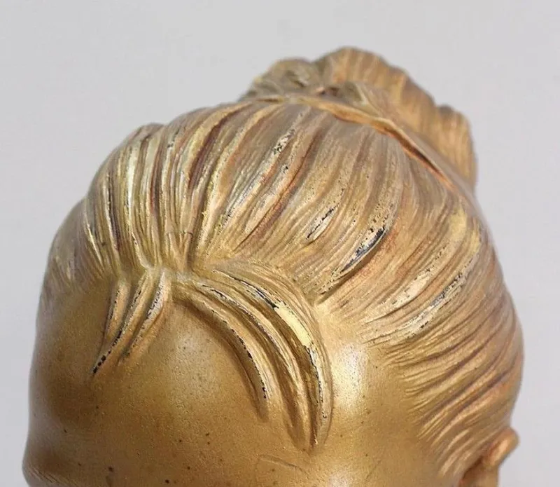 Clearance Pamono Antique Gilded Plaster Twisted Column and Bust of a Girl