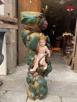 Pamono Antique Gilded Wooden Column, 1800s> Pedestals And Columns