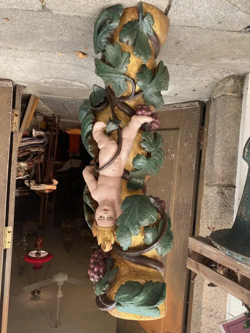 Pamono Antique Gilded Wooden Column, 1800s> Pedestals And Columns
